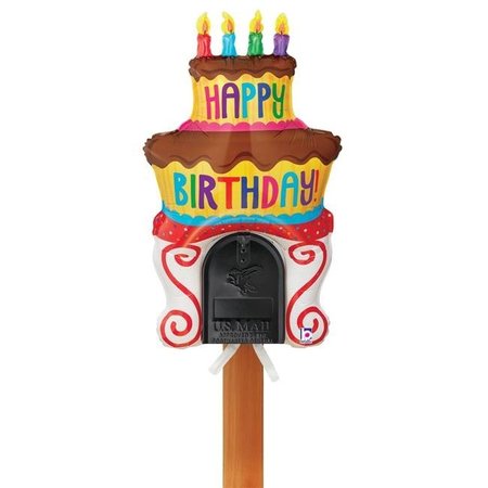 BETALLIC Betallic 86646 32 in. Mailbox Birthday Cake Non-Foil Balloon 86646